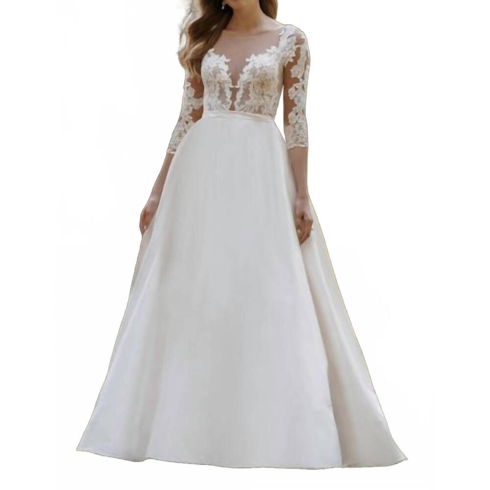 NEW ALLURE ROMANCE illusion lace wedding dress in ivory/nude